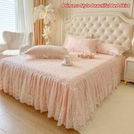 Beautiful French Style Bed Skirt High Quality Cadar Pengantin Patchwork Thick Quilted Bedsheet Coque