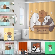 Fresh Summer Cartoon We Bear Bears Shower Curtain with Hooks Waterproof Bathroom Curtains for Flower