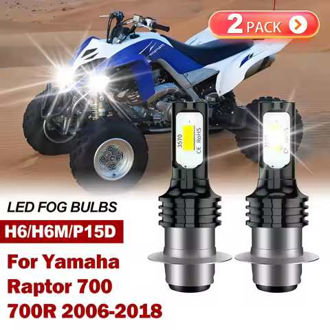 For Yamaha Raptor 700 700R 2006-2018 6000K LED H6 H6M 70023 Fog Head Light P15D 2PCS