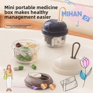 MIHAN Portable Pill Box, Moisture-proof Transparent Pill Storage Box,  Four-compartment Mini Pill Di