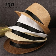 JQD Straw Panama Cap Unisex Gangster Cap Beach Cowboy Fedora Hat