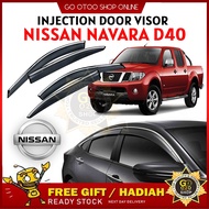 Nissan Navara D40 Door Visor Chrome Line Injection Air Press Window Shield Pelindung Kening Cermin T