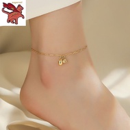 ทอง18k แท้ ทองคำแท้ 96.5% ข้อเท้าของผู้หญิง คลิปหนีบกระดาษบัวกำไลข้อเท้าผู้หญิงหรูหราออกแบบเครื่องประดับแฟชั่นเกาหลีที่เรียบง่าย