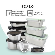 EZALO 304/316 Stainless Steel Rectangle Snap Lock Storage Container Bento Lunch Box (600/1000/1500ml