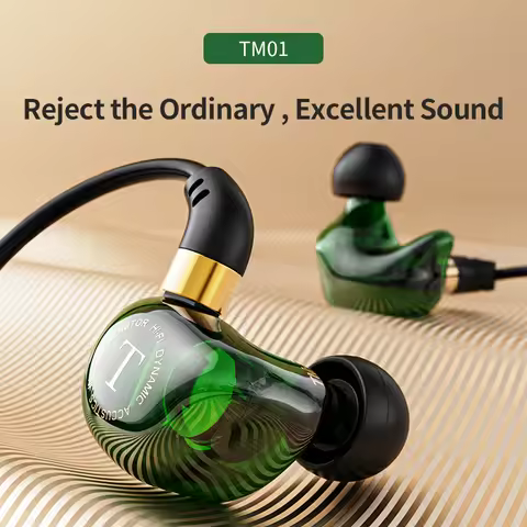 TM-01 3.5mm Wired Headphones Double Driver HiFi Earphone Bass Stereo Headphone Headset Gamer Music E