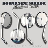 ALLOY ROUND SIDE MIRROR FOR YAMAHA YTX |MEDIUM STEM|FREE-BLIND SPOT