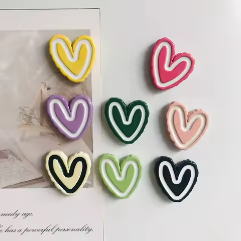 8pcs Heart Fridge Magnets 8pcs Colorful Heart-Shaped Fridge Magnets – Vibrant Resin Kitchen Decor fo