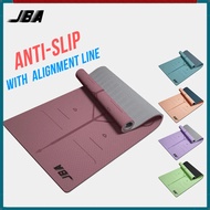 JBA TPE Yoga Mat Thick 8MM Dual Layer Anti Slip With Alignment Extra Wide 60CM With Carry Bag Anti T