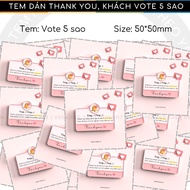 500 5 STAR VOTE Stamps, Super Pretty Pink Thank You Stamps remind customers to rate 5 stars