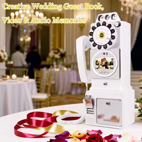 Retro audio and video guestbook phone wedding party video sign-in phone banquet interaction blessing