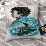 Demon Slayer·Tanjiro Water Breathing Vibe Square Double-Sided Digital Print Pillowcase｜Skin-Friendly