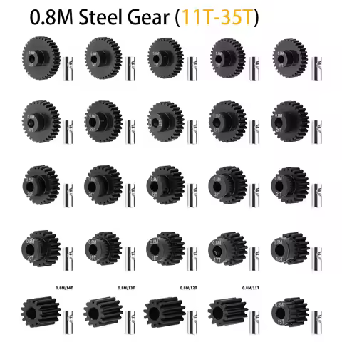 1 pcs Metal Steel Pinion Gear 0.8 Module 32p 5mm ID 32p 5mm Motor Gear 11T-35T For SCX10 TRX4 Sakura