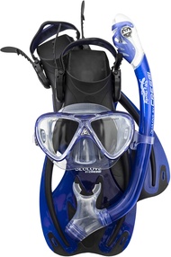 Cressi Junior Snorkeling Kit for Young Aged 3 to 10 - Mask + Dry Snorkel + Adjustable Fins + Net Bag