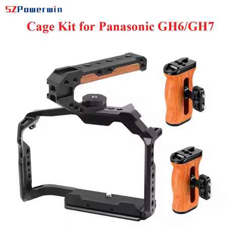 Powerwin Camera Cage Kit for Panasonic GH7 GH6 Stabilizer Rig Protective Frame Gimbal Arri Locating 