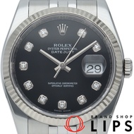 勞力士 Datejust 36 男士腕錶 Jubilee 10P 鑲鑽 Datejust 男士腕錶 116234G(M) K18WG/SS 男士腕錶 黑色拋光 2008 年 成色極佳 [二手]