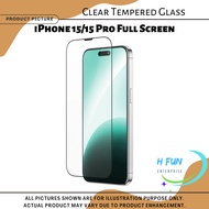 iPhone 15/15 Pro Clear Full Screen Tempered Glass Screen Protector