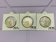 （十角形伍圓一套）香港硬幣英女王伊利沙伯 1976，1978 & 1979 年五元 Government of Hong Kong Queen Elizabeth ll 1976，1978 & 197