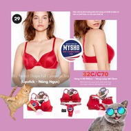 [Size 32C/C70 - 29] BBV Push-up Plunge Premium Women's Bra, Breast Enhancement-Lipstick