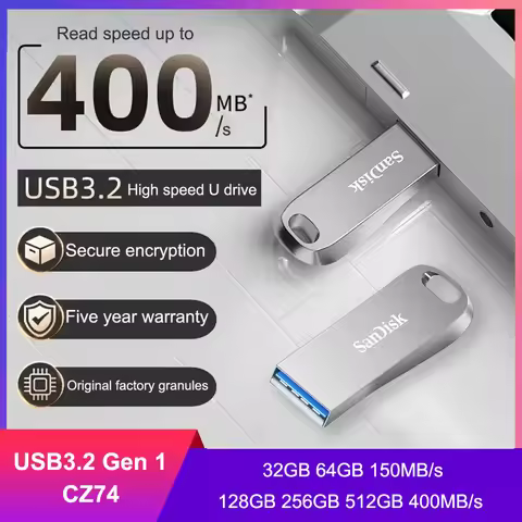 Sandisk SDCZ74 USB 3.2 Gen 1 Flash Drive 32GB 64GB 128GB 256GB 512GB Pendrive Memory Stick 150M-400M