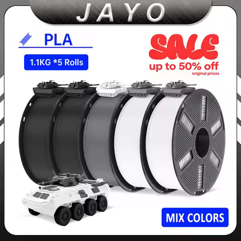 JAYO PLA 3D Printer Filament 1.75MM 5Rolls 3D Printer PLA for FDM Coloful 3D Printing Material 1.1KG