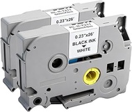 2x TZe-211 6 mm x 8 m Black on White Compatible with Brother TZe-211 TZe211 TZ 211, for Brother P-to