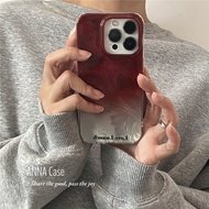 INS Wine Red Gradient Pattern Laser Glacier Phone Case Anti-Fall Phone Case for iPhone 16 Promax 15 
