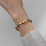 S925 Silver Bracelet Female Electroplating Gold diy Hand-woven C0550 Peach Blossom Bracelet Bracelet