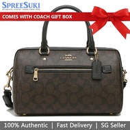 Coach Handbag In Gift Box Crossbody Bag Rowan Satchel In Signature Canvas Brown / Black # F83607