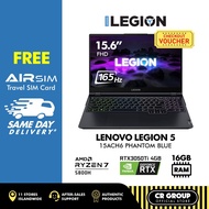 Lenovo Legion 5 Gaming Laptop - AMD Ryzen 7-5800H - 165Hz 15.6 Inch FHD - RTX 3050Ti - (15ACH6 Phantom Blue - 2yrs)
