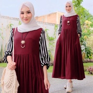 Baju Wanita Terbaru KIKO DRESS MC Bahan SHAKILA Tangan KATUN PREMIUM LD 110 PB 140 Dress Adem Gamis 