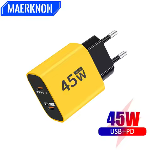 45W GaN USB C Charger Dual PD Ports Fast Charging Quick Charge3.0 Charger For iPhone15 Pro Samsung H