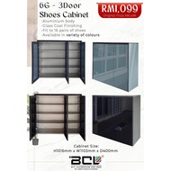 [Direct Factory]6G 3Door Aluminium Shoe Cabinet with glass l Rak kasut 3 pintu l tahan lama