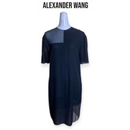 Alexander Wang (New Like Tag) เดรสแขนสั้นผ้าไหมสีดำ