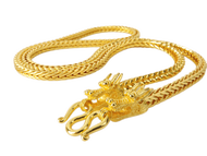 สร้อยคอขั่วมังกรชุบทองแท้ 24K เคลือบแก้ว ลายสี่เสา นน. 5 บาท ยาว 26 นิ้ว
