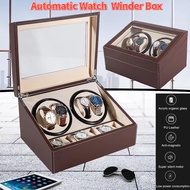 Watch Winder for 4 Automatic Watches+6 Grids Watch Storage Quiet Motor Rotation