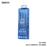 REMAX Super Fast Charging 66W 3 In 1 PD 6A Data Cable 1.2Meter RC-C068 Kabel