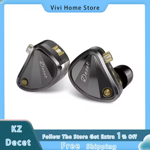 KZ Decet Wired Earphones With 4-Speed Electronic Tuning And Monitoring, 3.5mm-2-Pin Adjustable Cable