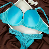 {GYTUI} BCHRAYIUP Women's Underwire Lightly Padded Plunge Full Cup Bra Panties Lingerie Thong Sets 3