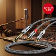 Riksoin 6.35mm 1/4 inch TRS Stereo Male to 2RCA Male Audio Y Splitter Cable, 6 Feet, Insert Cord  Ka