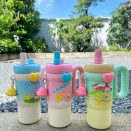 850ml thermos bottle with cartoon handle and convenient straw with spill-proof lid YYB010