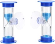 2Pcs Blue Toothbrush Timer for 2mins Sand Clock Timer 2 Minute Sand Timer, Plastic Suction Cup Hourg
