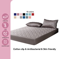 Luxury Silk Washed Cotton Bedsheet Cover Soft Mattress Protector Thicken Breathable Bed Sheet Pure Color Bedspread Single/Queen/King Size