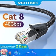 Vention Cat8 Ethernet Cable Fast Speed 40Gbps SFTP Cotton Braided RJ45 Network Cable 2000MHz For Rou