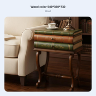 Hand-Painted features Stacked Book-Shaped Chest 2-Drawer Storage Side Table Literary Theme Accent Fu