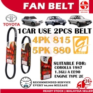 S2U Gaido Fan Belt Toyota Corolla 1.3 EE90 87YR Air Cond Alternator Power Steering Belt 5PK880 4PK81