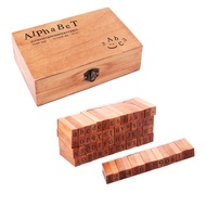 Pack of 70pcs Rubber Stamps Set Vintage Wooden Box Case Alphabet Letters Number Craft (No Ink Pad In