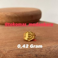 Cincin Anak Bayi Huruf B Emas 16K 0,42 Gram Cincin Anak Laki Perempuan