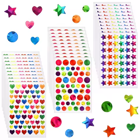 Small Stars Dot Hearts Stickers for Kids Reward Sparkly Holographic Glitter Foil Stickers Behavior R