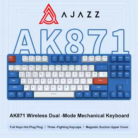 Ajazz Ak871 2.4G Wireless Gaming Mechanical Keyboard 87 Keys Hot-Swappable Bluetooth Keyboard PBT Ke