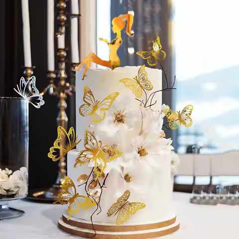 PVC Butterfly Cake Topper Birthday Cake Decoration 16th 18th 30th Girl Birthday Party Decor Annivers